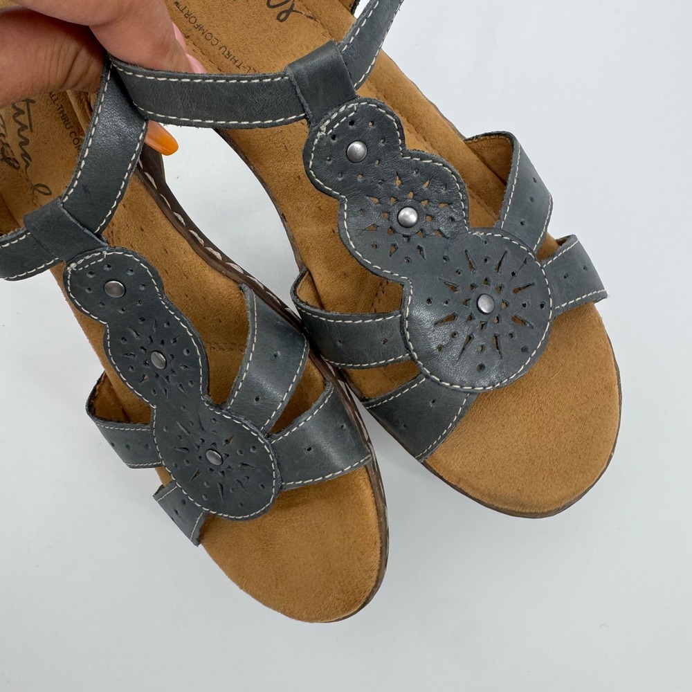 Natural Soul Naturalizer Womens All-Thru Comfort Sandals Blue Gray T-Strap 8M - Picture 6 of 12